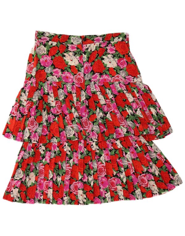 Vintage Kvinder Plisseret Tiered Nederdel IT 46 Large W31 Multicolored Floral