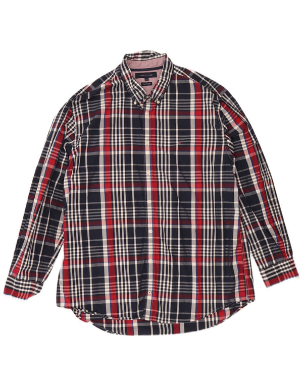 Tommy Hilfiger Herre New York Fit skjorte 2XL marineblå ternet bomuld