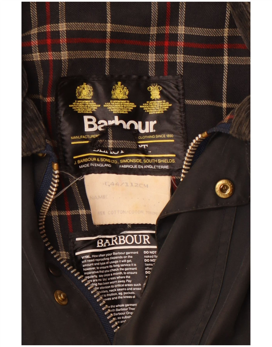Barbour Herre Beaufort Vokset Bomuldsjakke UK 44 Stor Sort Bomuld