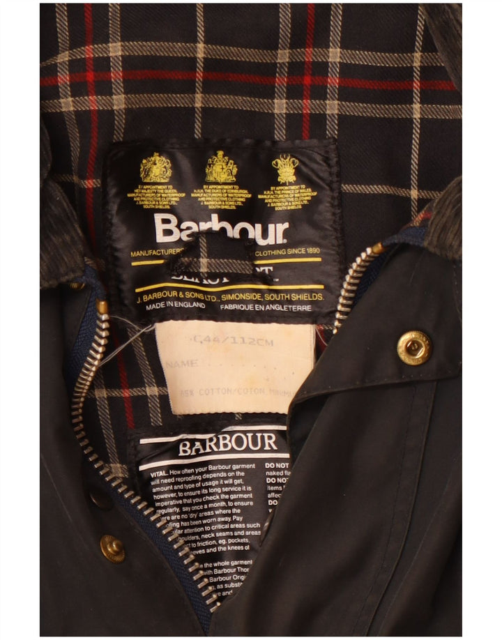 Barbour Herre Beaufort Vokset Bomuldsjakke UK 44 Stor Sort Bomuld