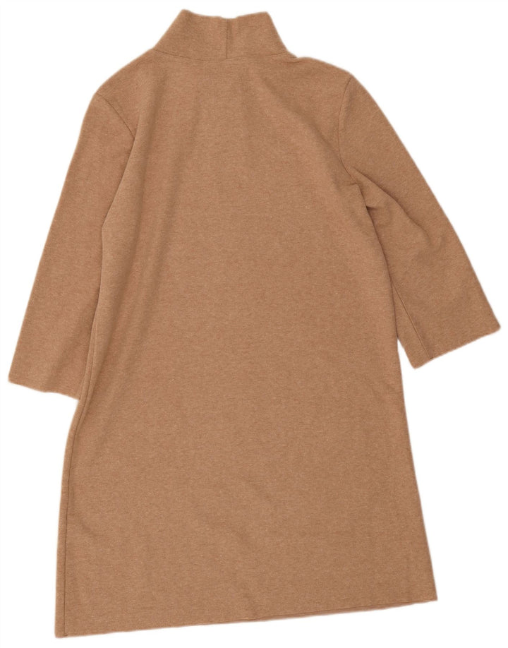 Zara Dame 3/4 ærmet A-line Kjole UK 12 Medium Beige Polyester