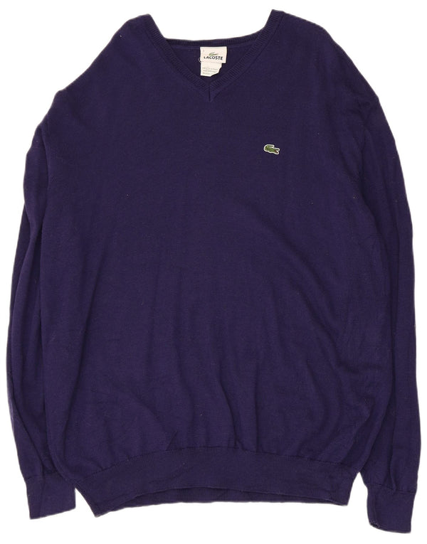 Lacoste Herre V-hals sweater str. 7 2XL Marineblå Ny uld