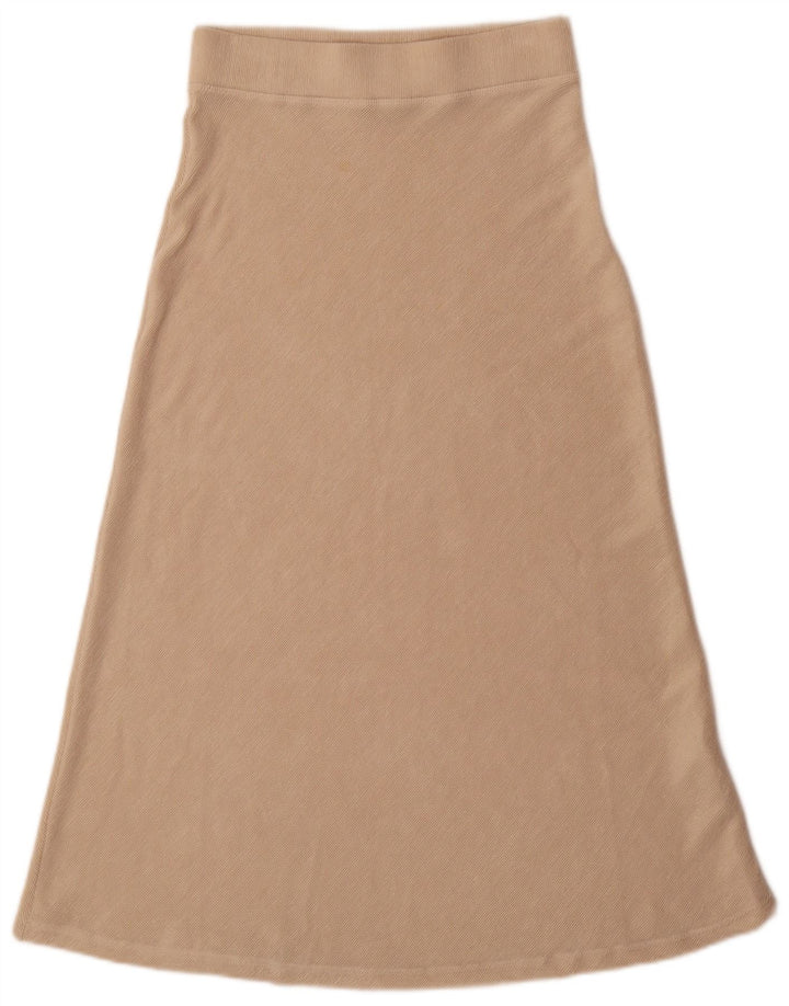 Zara A-linje nederdel med høj talje til kvinder Medium W28 Beige polyester
