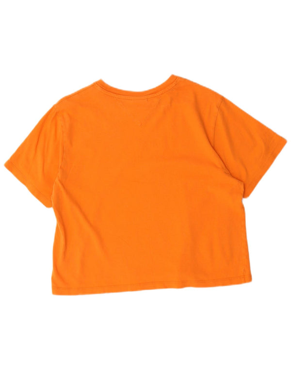 Tommy Hilfiger Dame Crop Grafisk T-Shirt Top UK 14 Medium Orange Bomuld