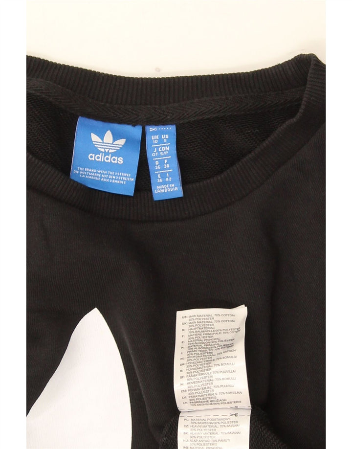Adidas Womens Graphic Oversized Sweatshirt Jumper UK 10 Small Black Bomuld