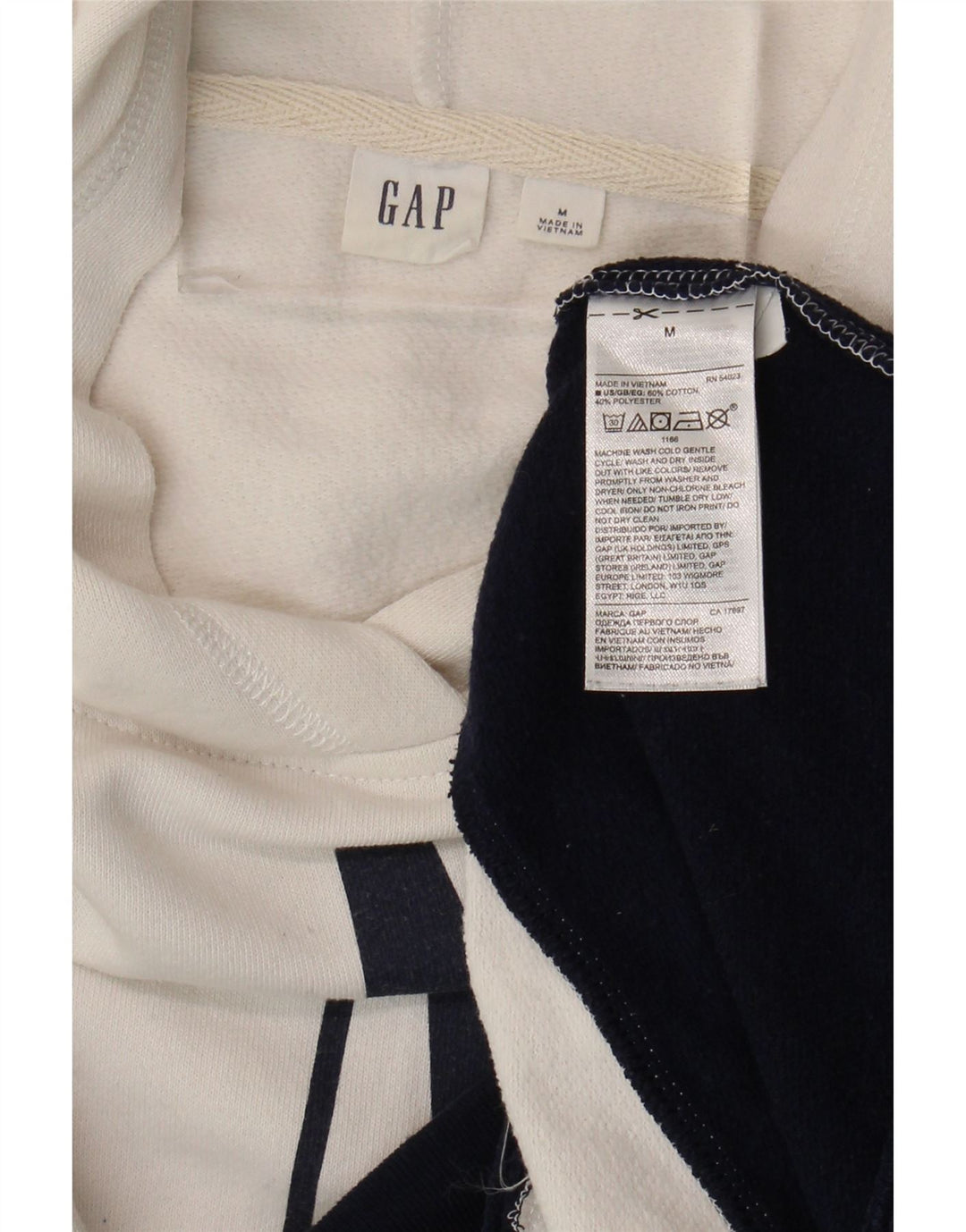 Gap Womens Grafisk Oversized Hoodie Jumper UK 14 Medium White Colourblock