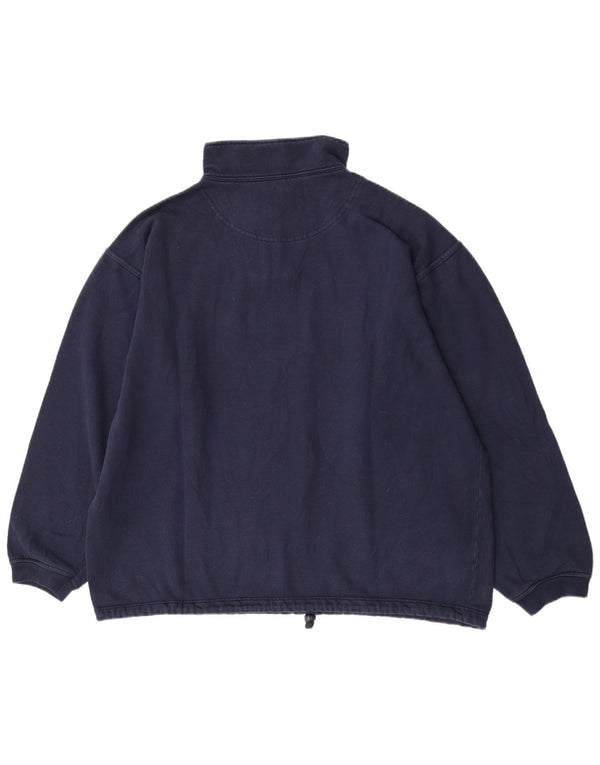 Champion Herre Zip Neck Sweatshirt Jumper 2XL Navy Blue Bomuld