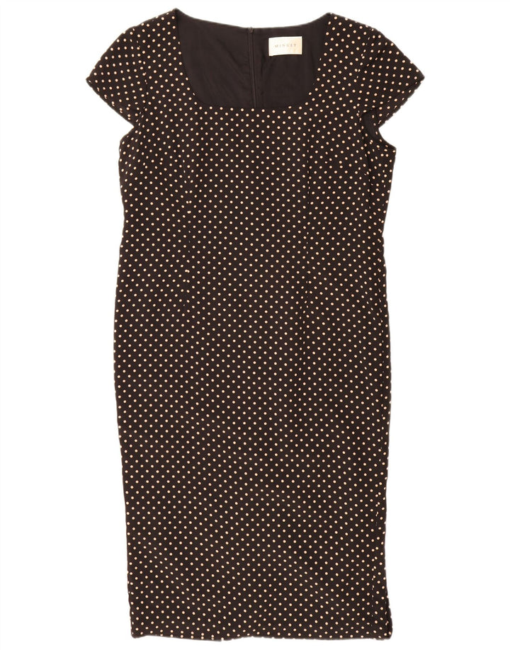 Menuet Womens Sheath Dress UK 16 Large Black Polka Dot Polyester