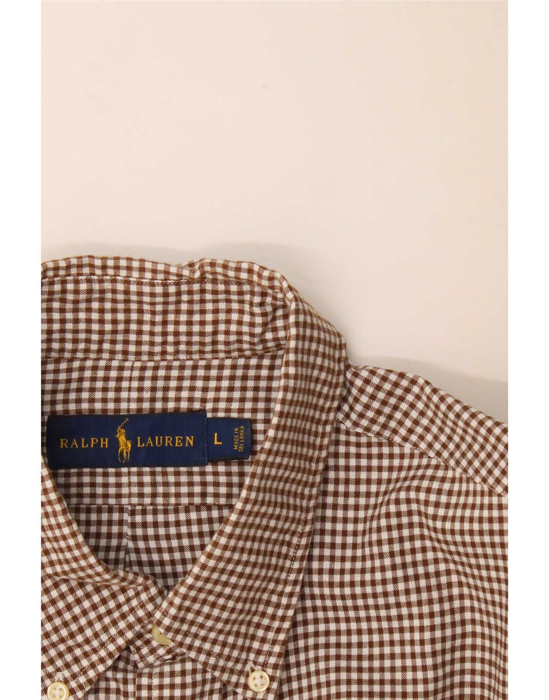 Ralph Lauren Herre flannelskjorte Stor brun Gingham Bomuld