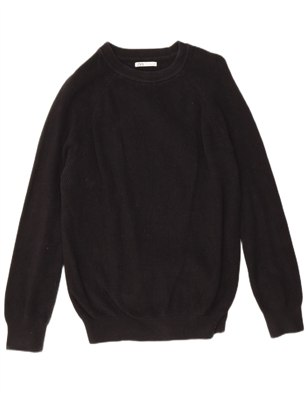 Zara Herre Boat Neck Jumper Sweater Stor Sort Bomuld