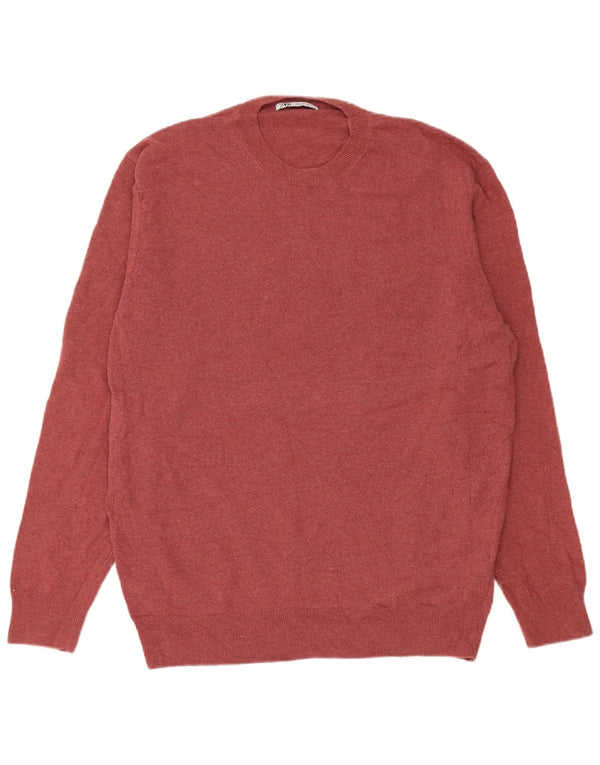 Zara Herre Crew Neck Jumper Sweater Large Bourgogne Polyamid