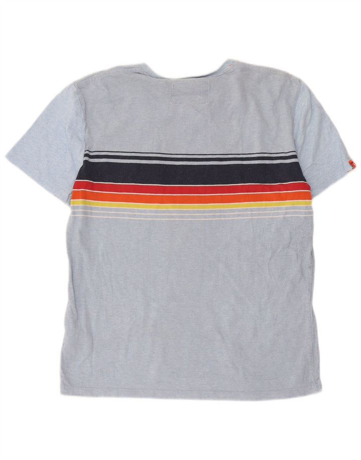 Superdry T-shirt top til mænd, mellemblå stribet bomuld