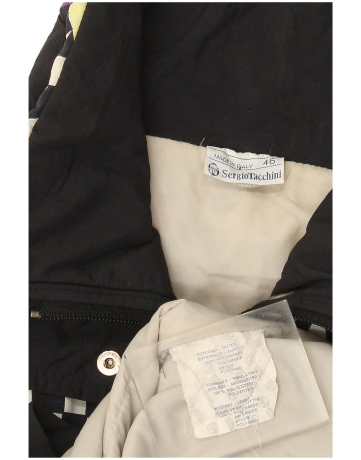 Sergio Tacchini Dame Oversized Windbreaker Jacket IT 46 Large Black Check