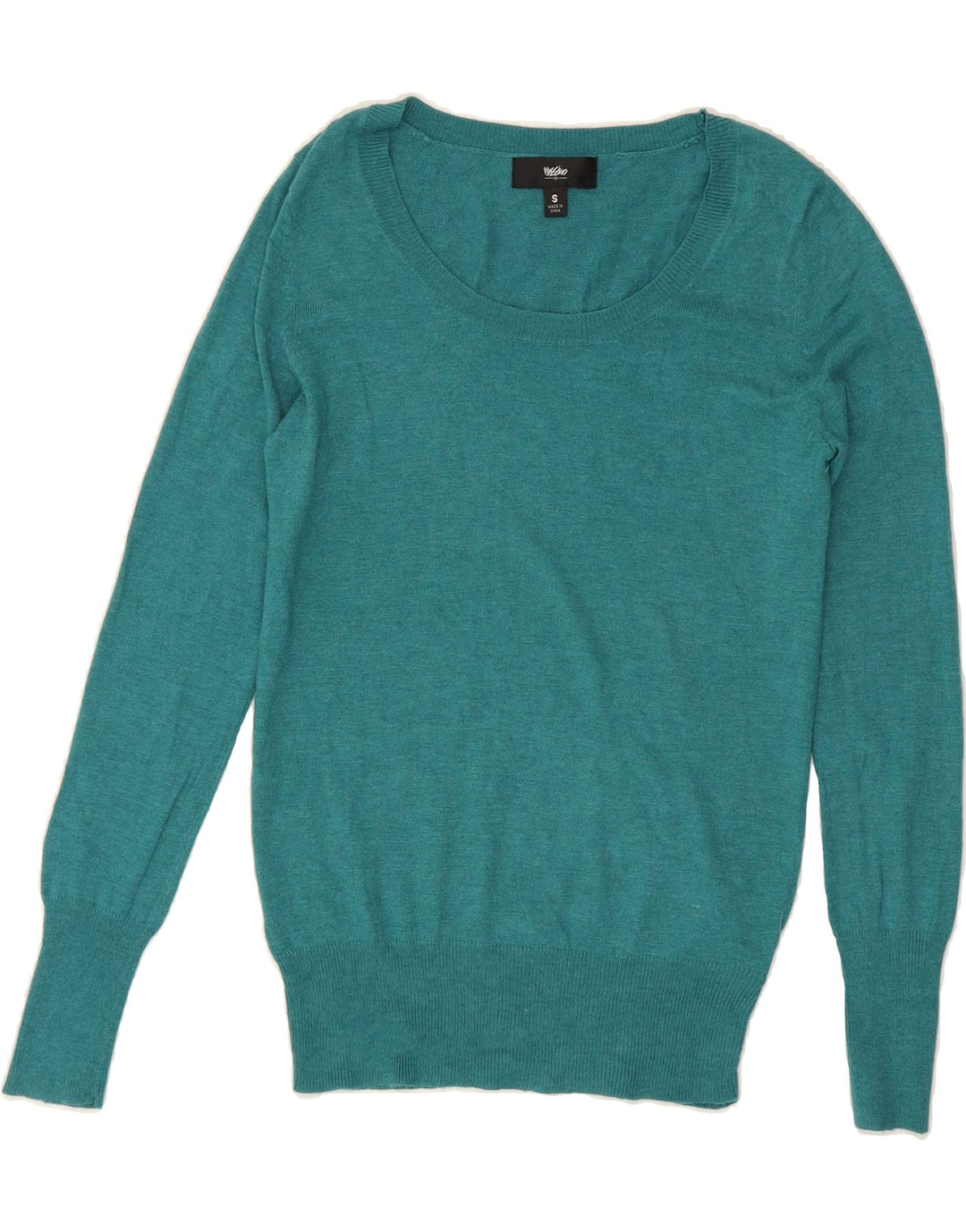 MOSSIMO Womens Boat Neck Jumper Sweater UK 10 Small Turquoise Nylon Vintage Mossimo and Second-Hand Mossimo from Messina Hembry 