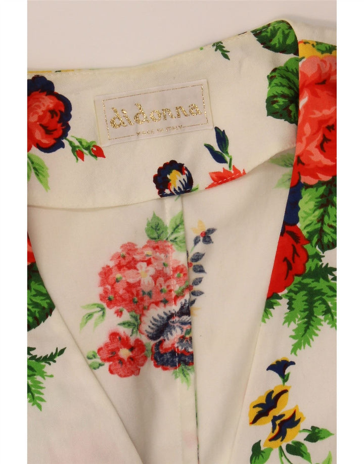 VINTAGE Womens Short Sleeve Blazer Jacket UK 8 Small White Floral Vintage Vintage and Second-Hand Vintage from Messina Hembry 