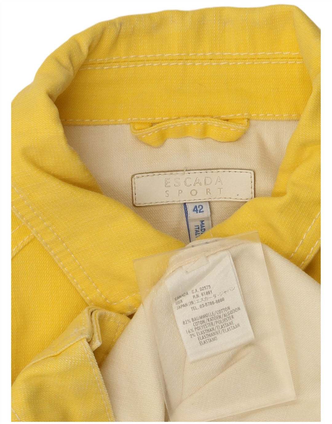 Escada Bomberjakke til kvinder IT 42 Medium Yellow Cotton Sports