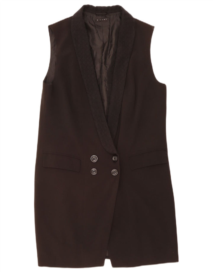 Sisley Womens Longline ærmeløs blazerjakke UK 12 Medium Black