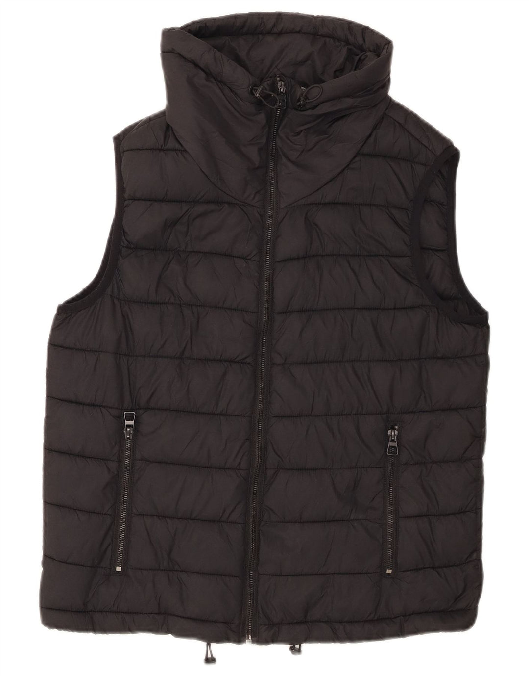Zara Womens Polstret Gilet UK 14 Medium Black Nylon