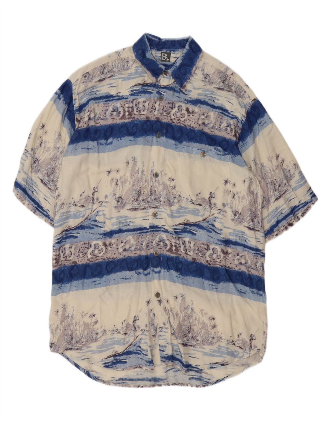 VINTAGE Mens Abstract Pattern Shirt Size 39/40 Medium Off White