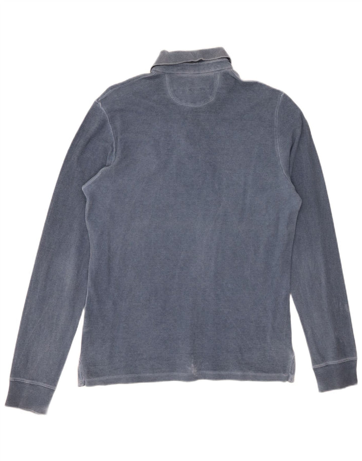 SUNDEK Langærmet herre poloshirt Lille blå bomuld