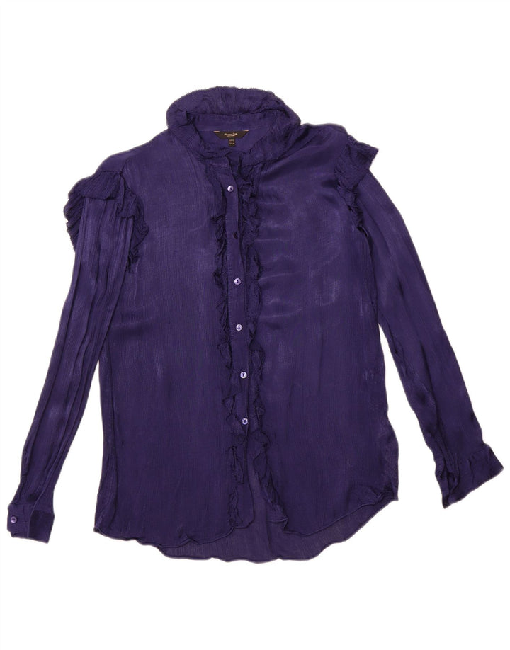 MASSIMO DUTTI Dame Oversized Flæse Front Shirt Bluse EU 34 2XS Lilla