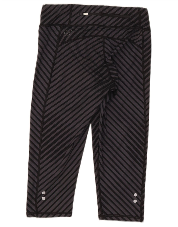 Puma Dame Capri Leggings UK 12 Medium Grå Stribet Polyester