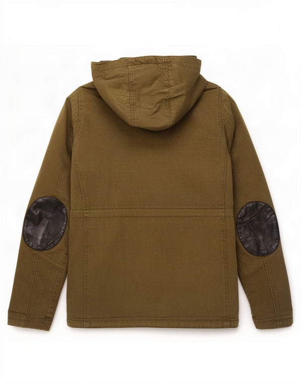 Topshop Dame Høj Hætte Vindjakke UK 8 Small Khaki Cotton