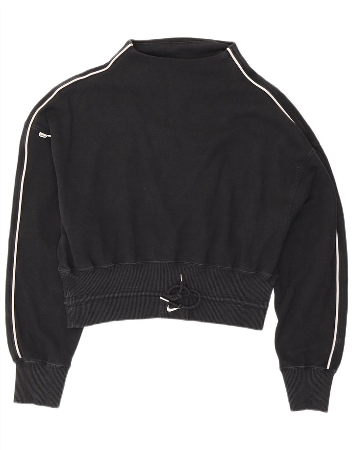 Nike Dame Sweatshirt Jumper UK 14 Medium Sort Bomuld