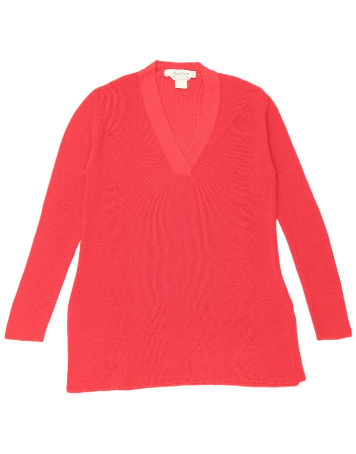 Max Mara Dame V-hals sweater UK 12 Medium Rød