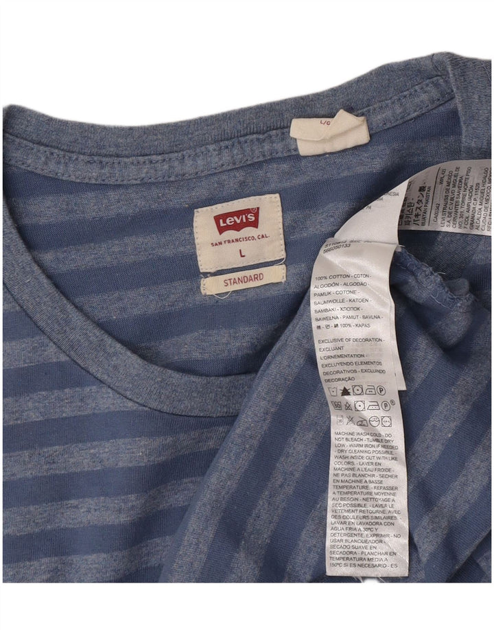 Levi's Herre Standard T-Shirt Top Stor Blå Stribet Bomuld