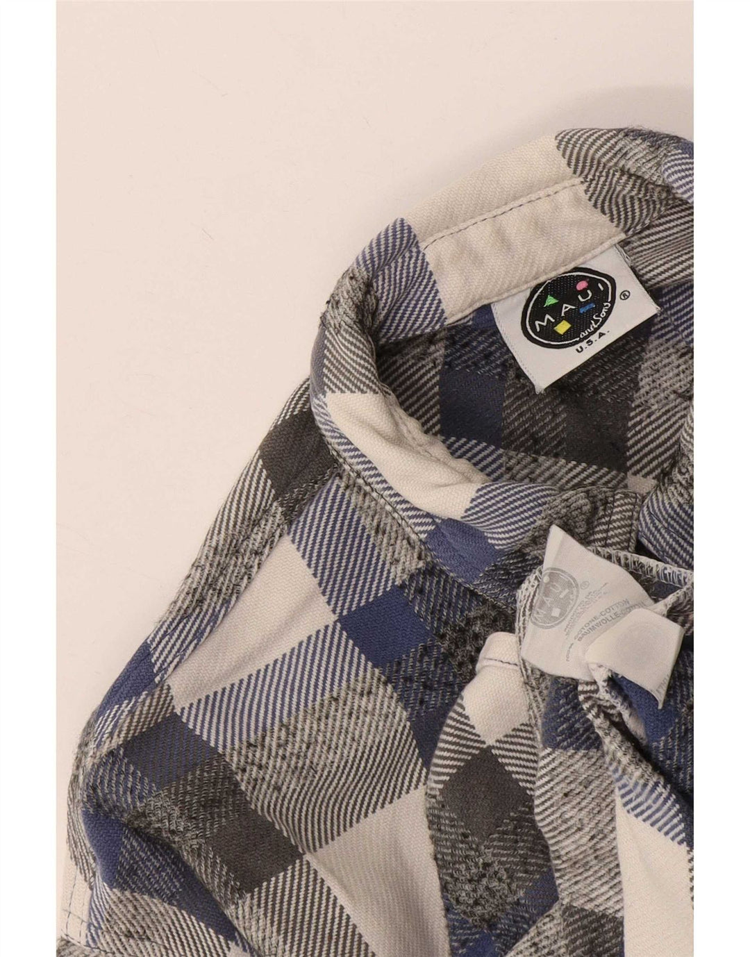 Maui and Sons Flannelskjorte til mænd mellemblå ternet bomuld