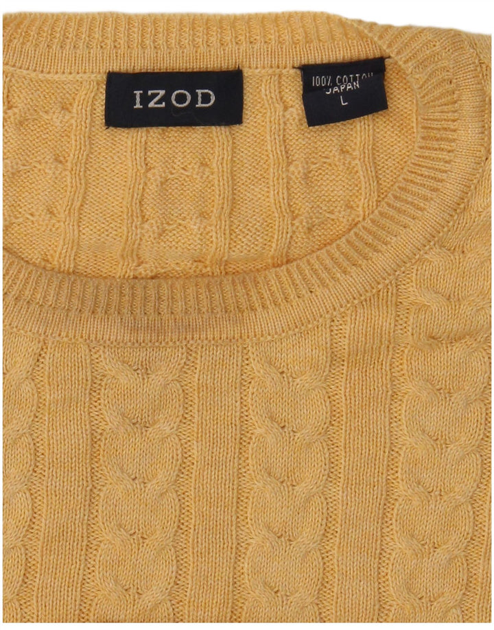 IZOD Herre sweater med rund hals, stor gul bomuld