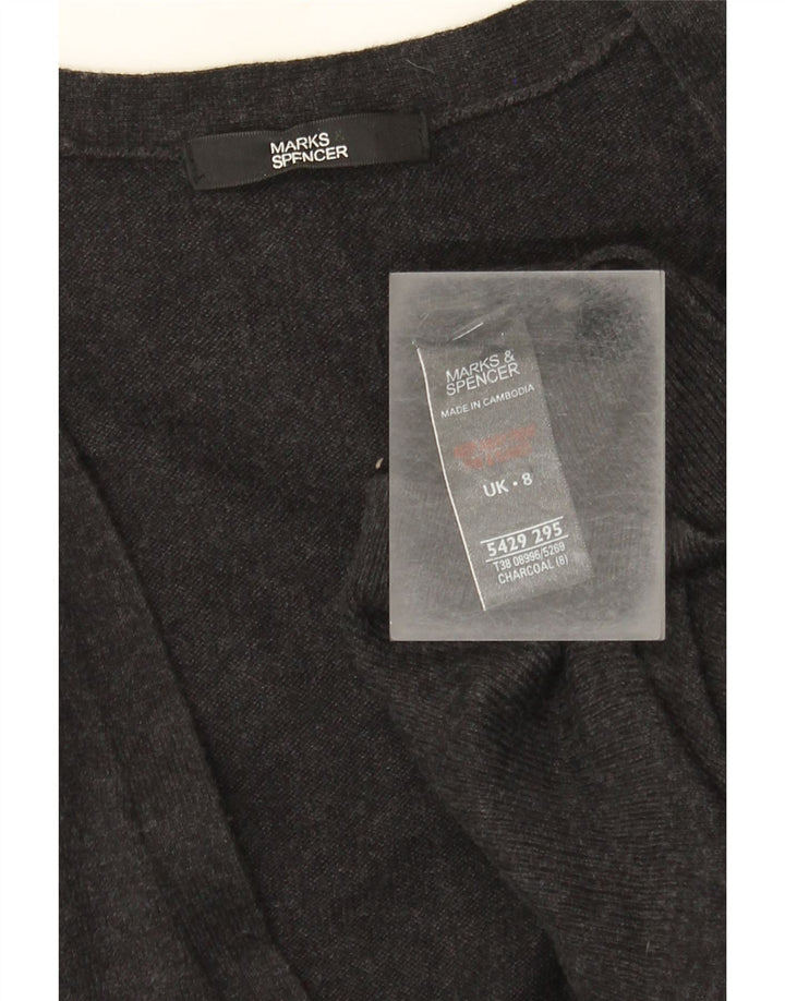 Marks & Spencer Dame Longline Cardigan Sweater UK 8 Small Grey Viscose