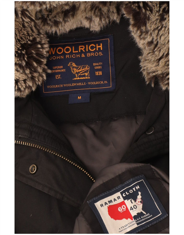 Woolrich Polstret hættejakke til kvinder UK 14 Medium Sort Bomuld
