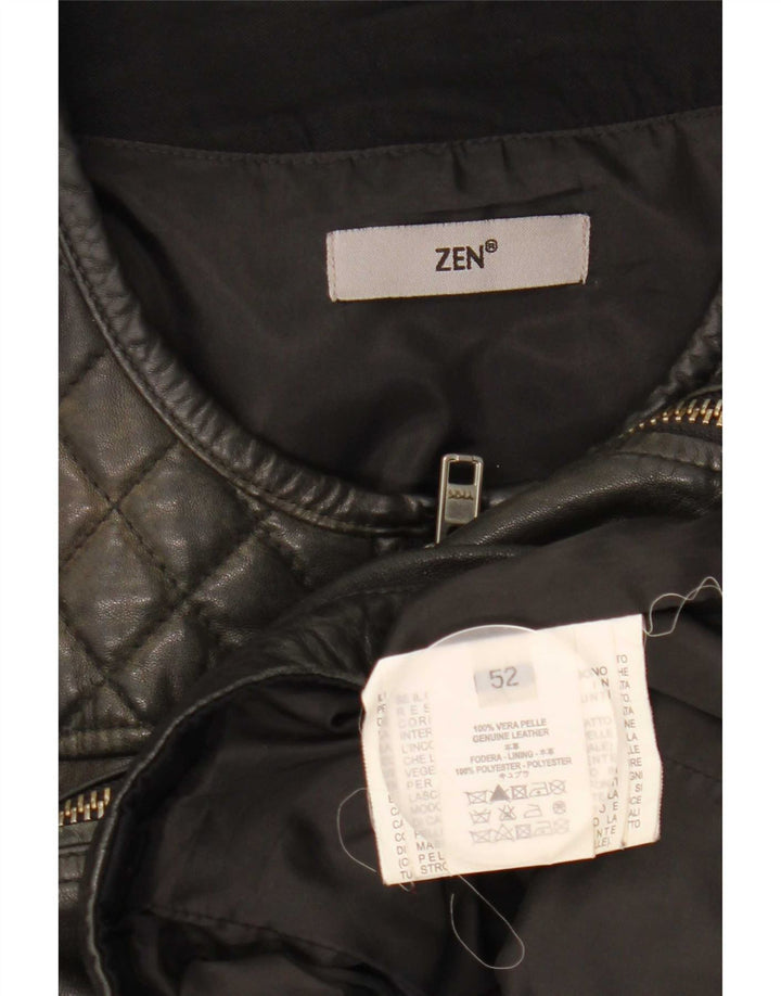 Zen Herre Læder Biker Jacket IT 52 Large Sort