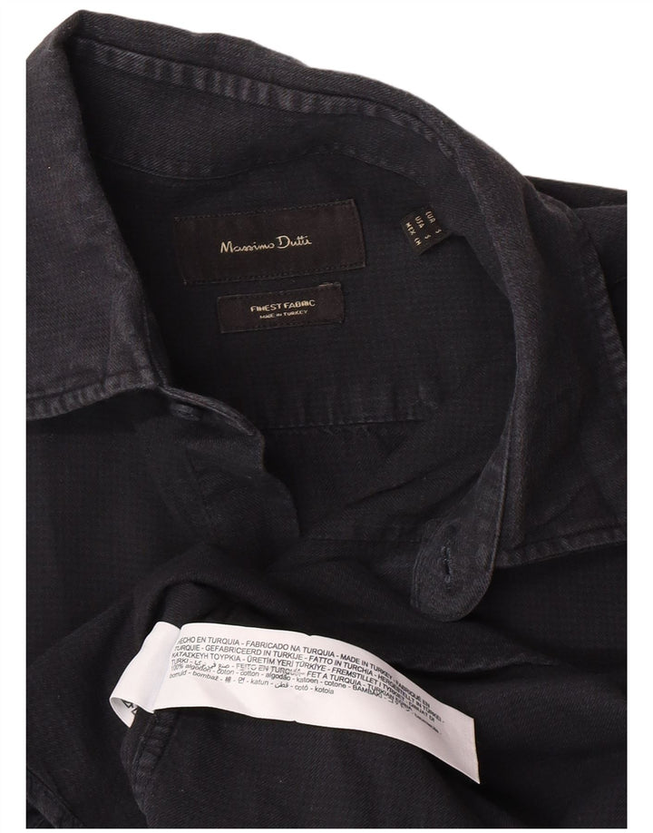 Massimo Dutti herreskjorte lille marineblå bomuld