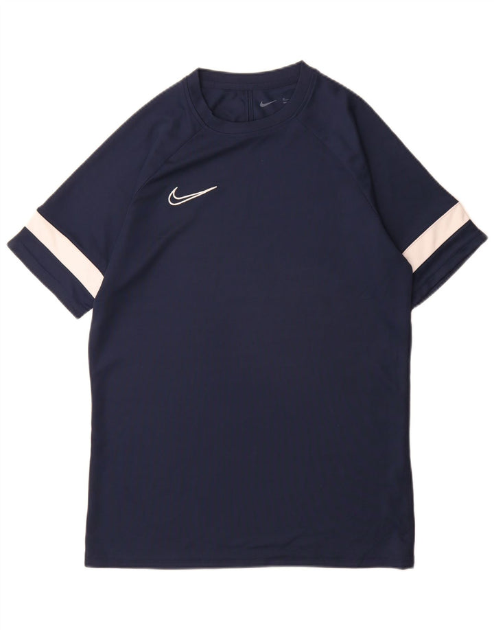 Nike Herre Dri Fit T-shirt Top Medium Navy Blue Colourblock