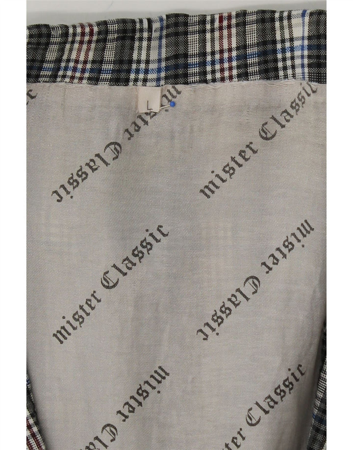 VINTAGE Mens 2 Button Blazer Jacket UK 40 Large Grey Check Cotton