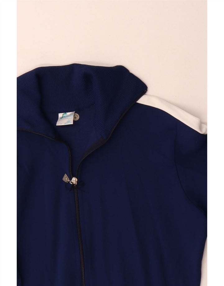 Vintage Herre grafisk træningsdragt Topjakke Medium Navy Blue Colourblock