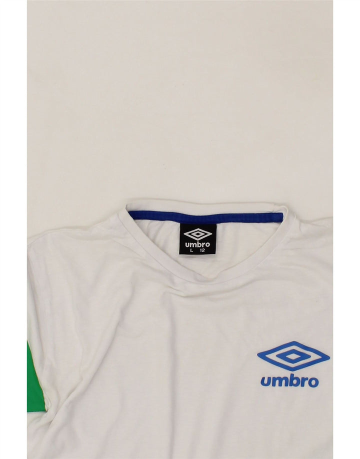 UMBRO Boys Graphic T-Shirt Top 11-12 Years Large White Polyester Vintage Umbro and Second-Hand Umbro from Messina Hembry 
