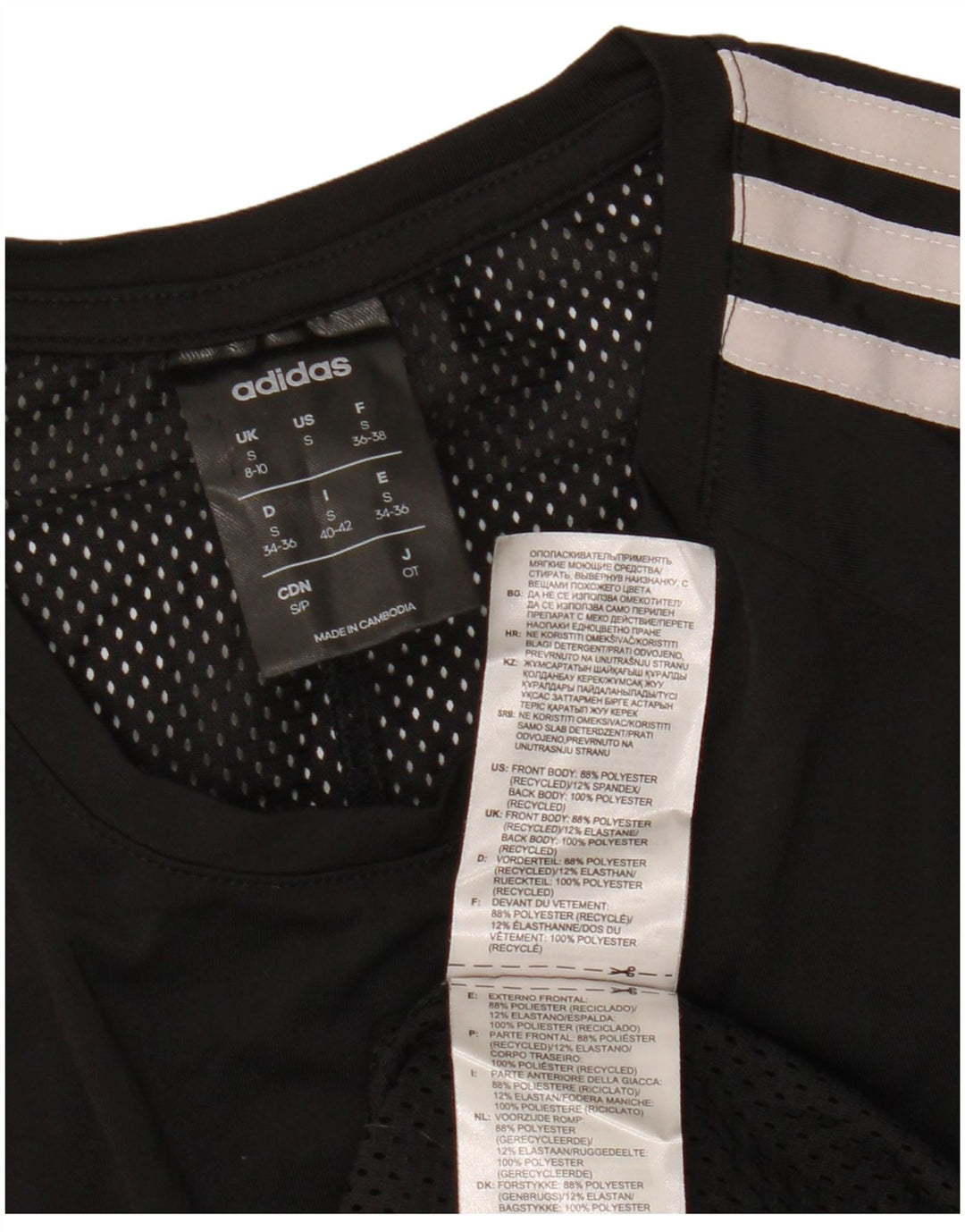 ADIDAS Dame Climalite T-Shirt Top UK 8/10 Small Black Polyester