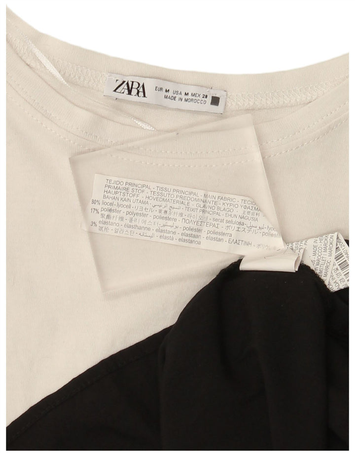 Zara Dame Oversized Top Langærmet UK 14 Medium White Colourblock