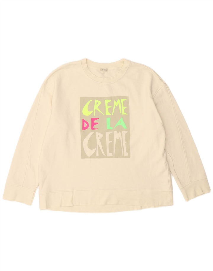 JIGSAW Dame Oversized Grafisk Sweatshirt Jumper UK 16 Large Off White