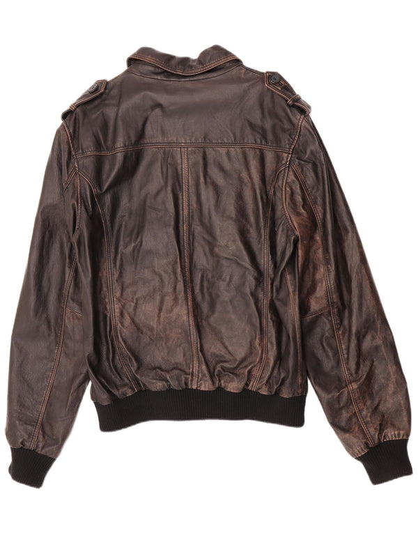 ENJOY Herre Military Læderjakke UK 42 XL Brun Læder