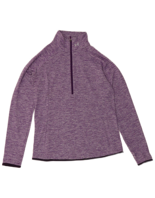 Under Armour Dame Pullover Træningsdragt Top UK 12 Medium Lilla Flecked