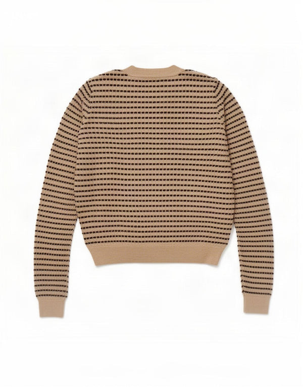 Zara Womens Crop Boat Neck Jumper Sweater UK 10 Small Beige Striped