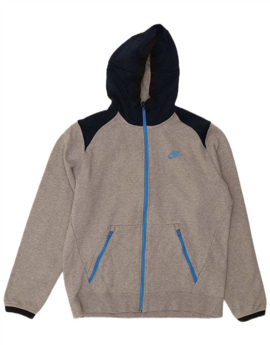 Nike hættetrøje med lynlås til mænd Large Grå Colourblock Bomuld