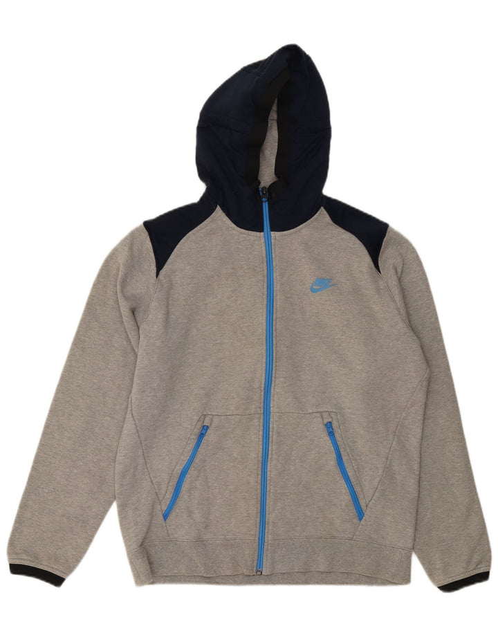 Nike hættetrøje med lynlås til mænd Large Grå Colourblock Bomuld