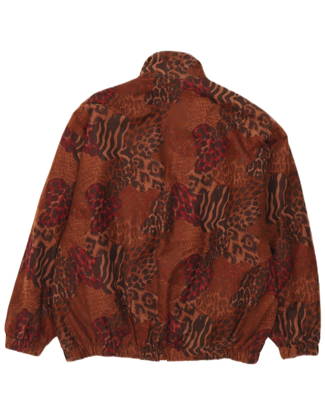 Vintage Kvinders Oversized Bomber Jacket UK 14 Large Brown Animal Print