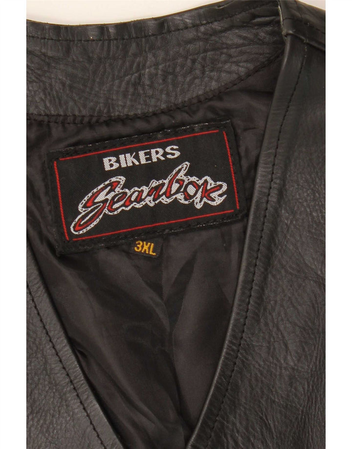 Vintage herre Biker læder vest 3XL sort